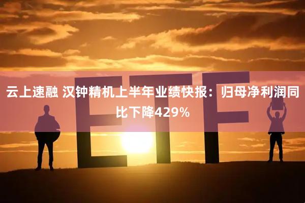 云上速融 汉钟精机上半年业绩快报：归母净利润同比下降429%